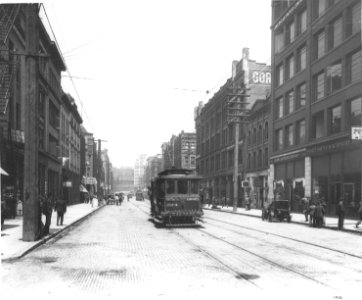 1st Ave S looking north from Jackson St, Seattle, Washington, ca 1906 (CURTIS 2033) photo