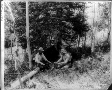 2 men) Setting a Bear Trap LCCN2004674921