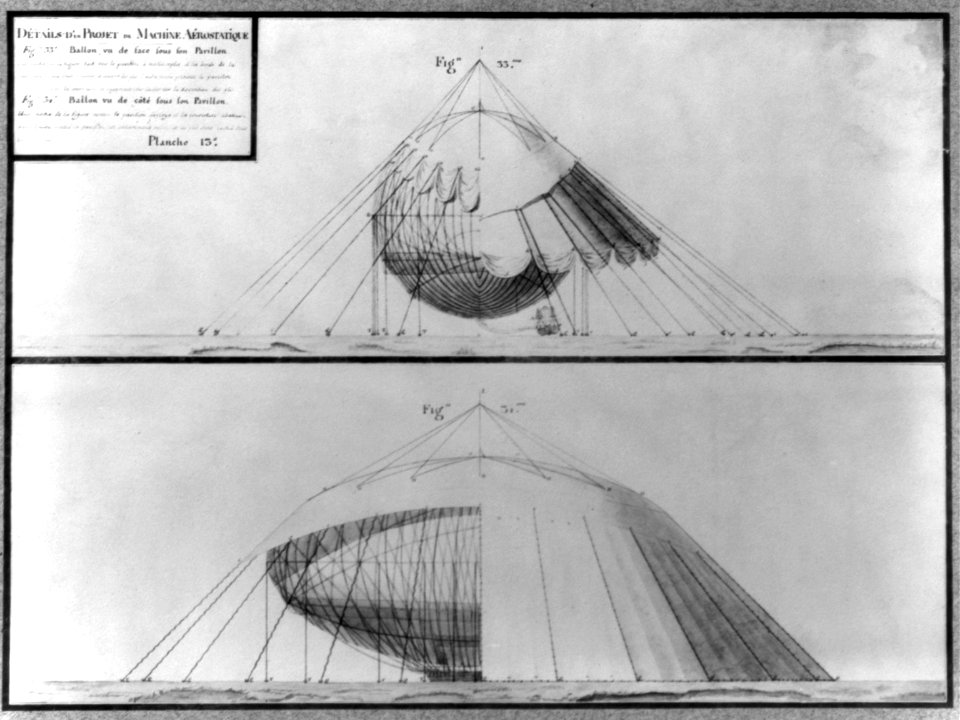 2 sides of balloon under pavillion (front and side veiws) LCCN2002705834