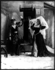 2 women, one in man's costume, playing scene from Elizabethan drama LCCN2004681945