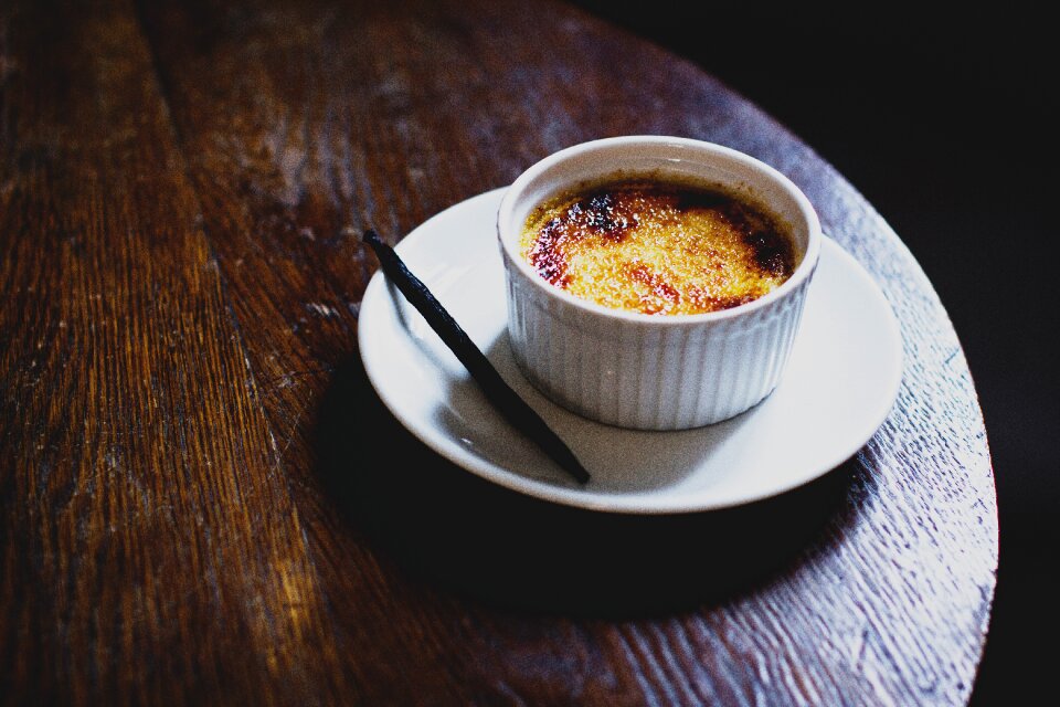 Creme brulee dessert eggs photo