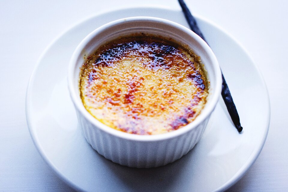 Creme brulee dessert eggs photo