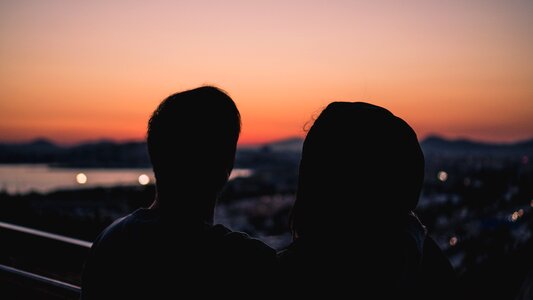 Couple silhouette sunset photo