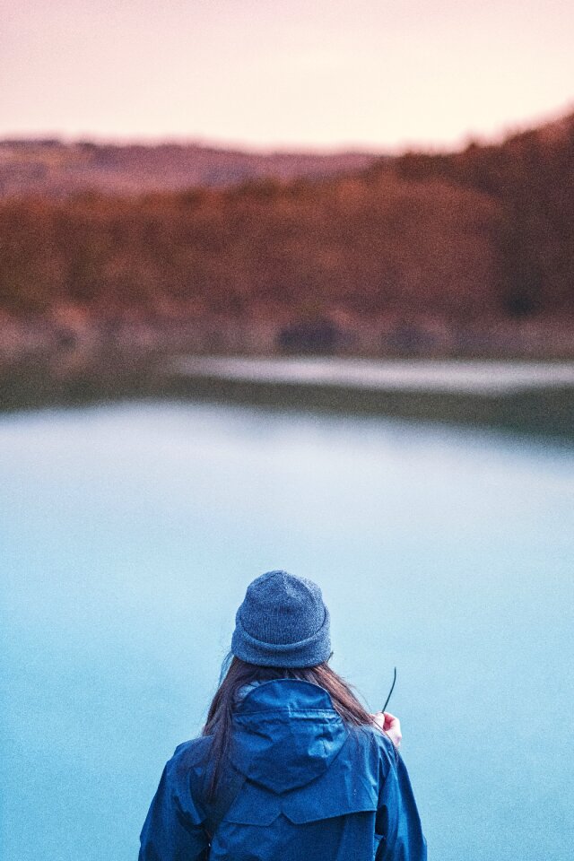 Blue beanie coat