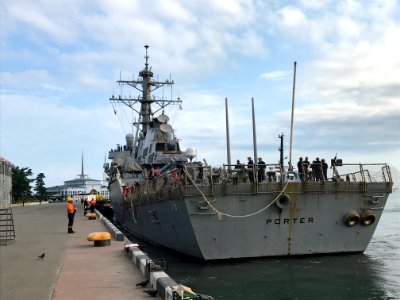 200701-N-NO901-1002 USS Porter (DDG 78) arrives in Batumi, Georgia July 1 2020