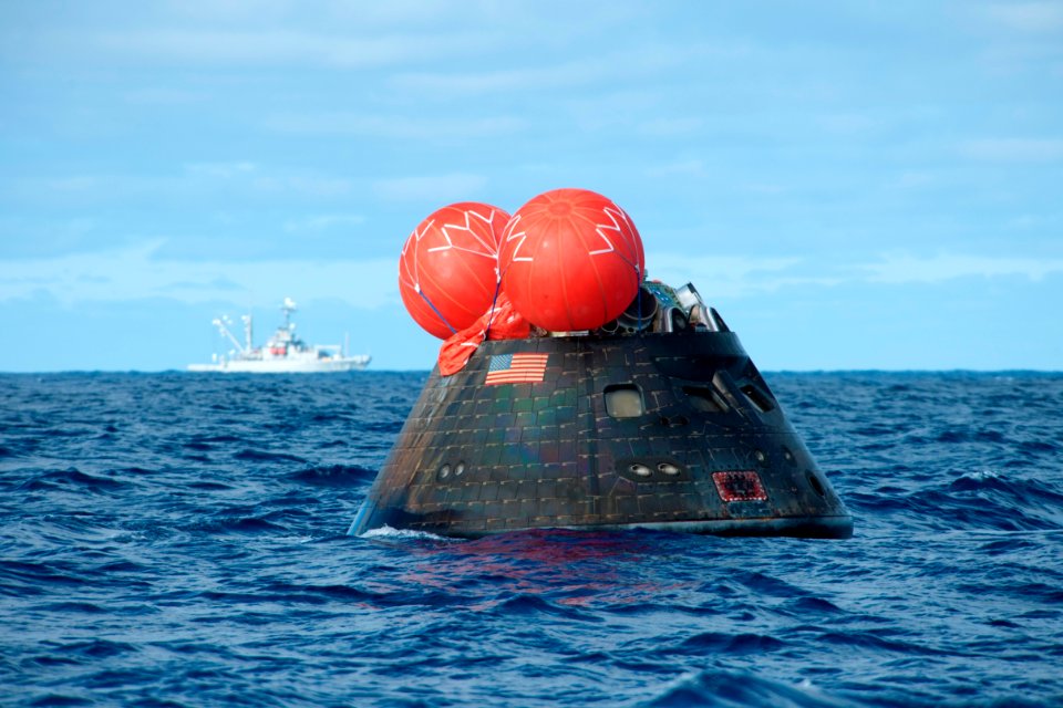 Orion capsule waits for pickup after EFT-1