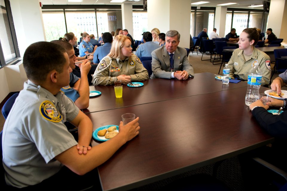2015 Law Enforcement Explorers Conference group of explorers during dessert