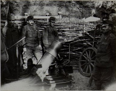 22cm Minenwerfer in einer Stellung des Landwehrinfanterieregimentes 1 (BildID 15457186)
