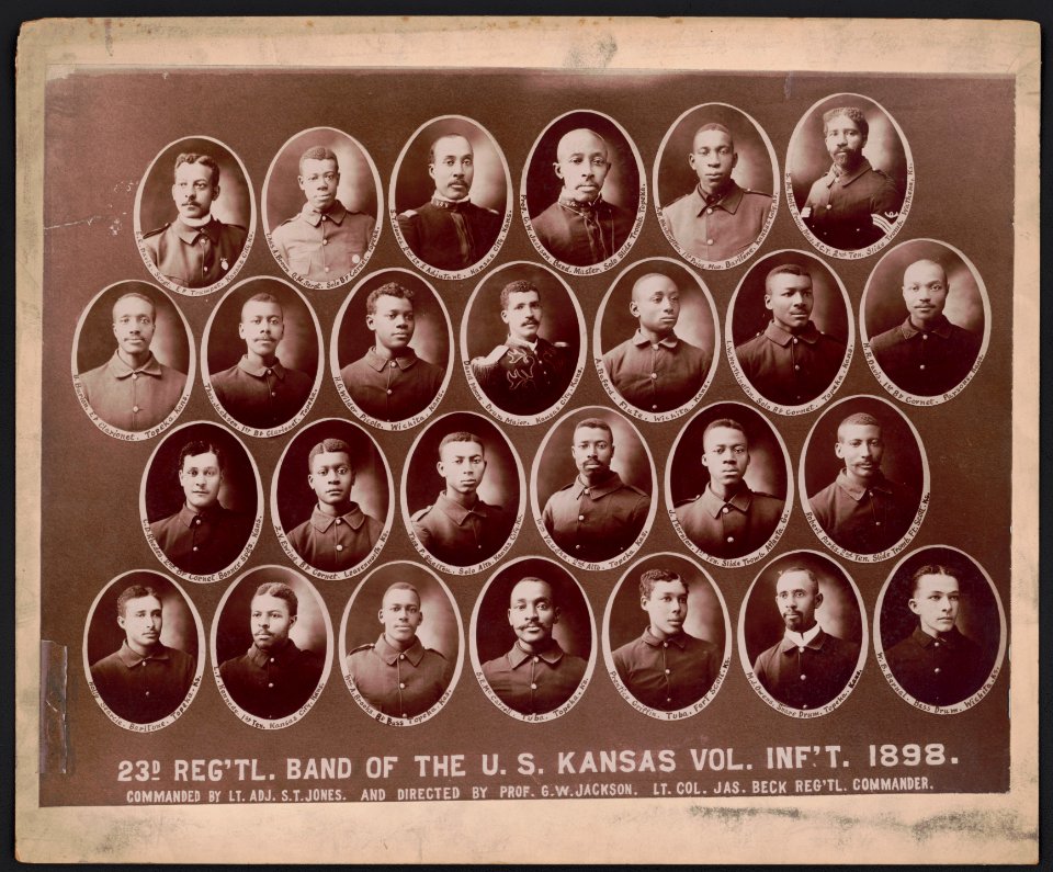 23d reg'tl. band of the U.S. Kansas Vol. Inf't. 1898 Commanded by Lt. Adj. S.T. Jones and directed by Prof. G.W. Jackson, Lt. Col. Jas. Beck reg'tl. commander. LCCN2018645935