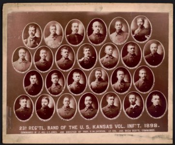 23d reg'tl. band of the U.S. Kansas Vol. Inf't. 1898 Commanded by Lt. Adj. S.T. Jones and directed by Prof. G.W. Jackson, Lt. Col. Jas. Beck reg'tl. commander. LCCN2018645935