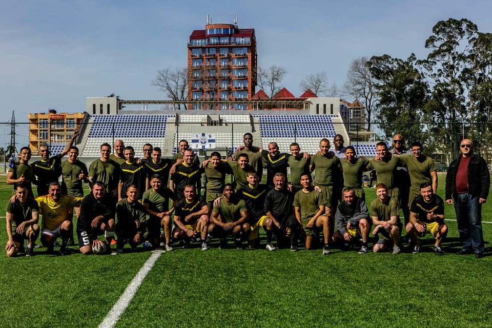 26th MEU Marines, Georgian Coast Guard Members Go Head-to-head in Soccer Game (27068621818)