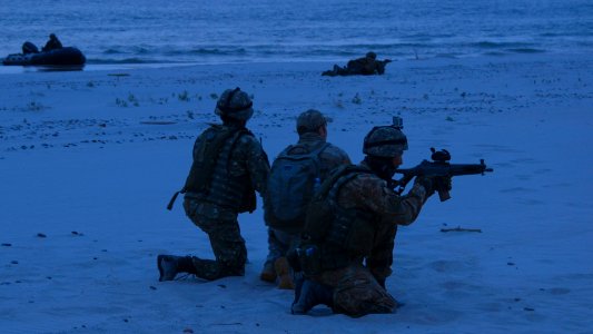 26th MEU Marines, U.S. Air Force military personnel, Polish military personnel, and members of the Romanian 307th Naval Infantry Battalion participate in a Joint Personnel Recovery exercise (40941047610) photo