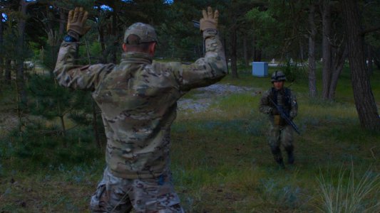 26th MEU Marines, U.S. Air Force military personnel, Polish military personnel, and members of the Romanian 307th Naval Infantry Battalion participate in a Joint Personnel Recovery exercise (42752026271)