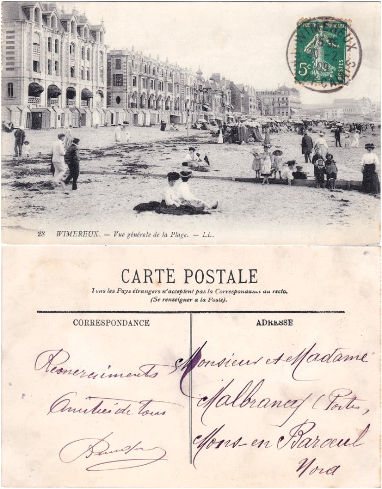 28 Wimereux. — Vue Générale de la Plage. – LL. vº-rº