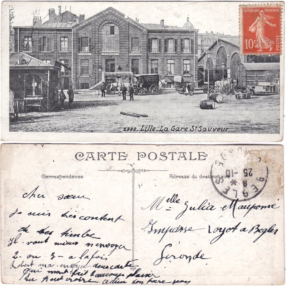 2999. Lille - la gare St Sauveur Vº-rº