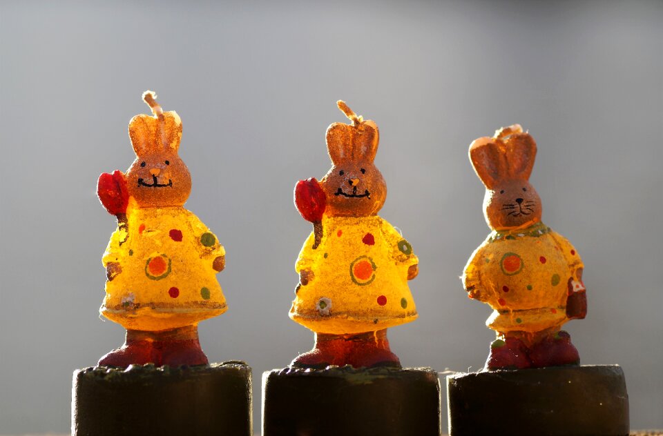 Bunnies wax figurines