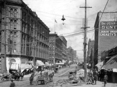 2nd Ave looking north from Yesler Way, Seattle, Washington, ca1895 (LAROCHE 317)