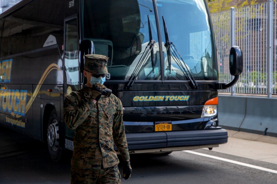 3 2 Marines stand guard in NYC for USNS Comfort (49826129358)