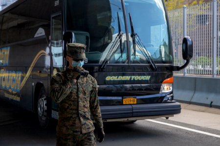 3 2 Marines stand guard in NYC for USNS Comfort (49826129358) photo