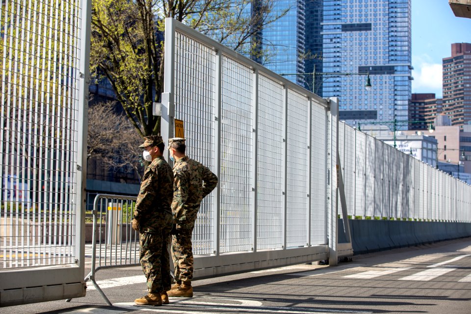 3 2 Marines stand guard in NYC for USNS Comfort (49826663971)