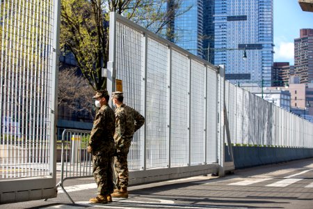 3 2 Marines stand guard in NYC for USNS Comfort (49826663971) photo