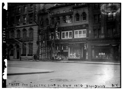3 Ton Electric Sign Blown into Broadway, N.Y. LCCN2014690179 photo