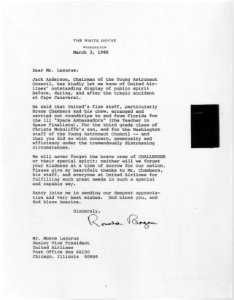 3-3-1986 letter from Ronald Reagan to Monte Lazurus (Senior Vice President, United Airlines) - NARA - 198427