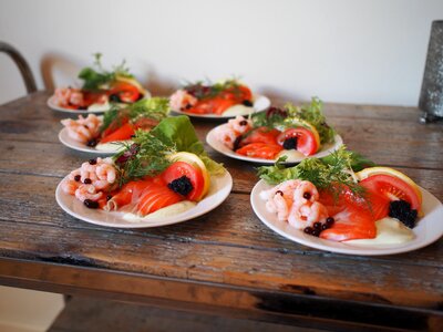 Prawns refreshments fish
