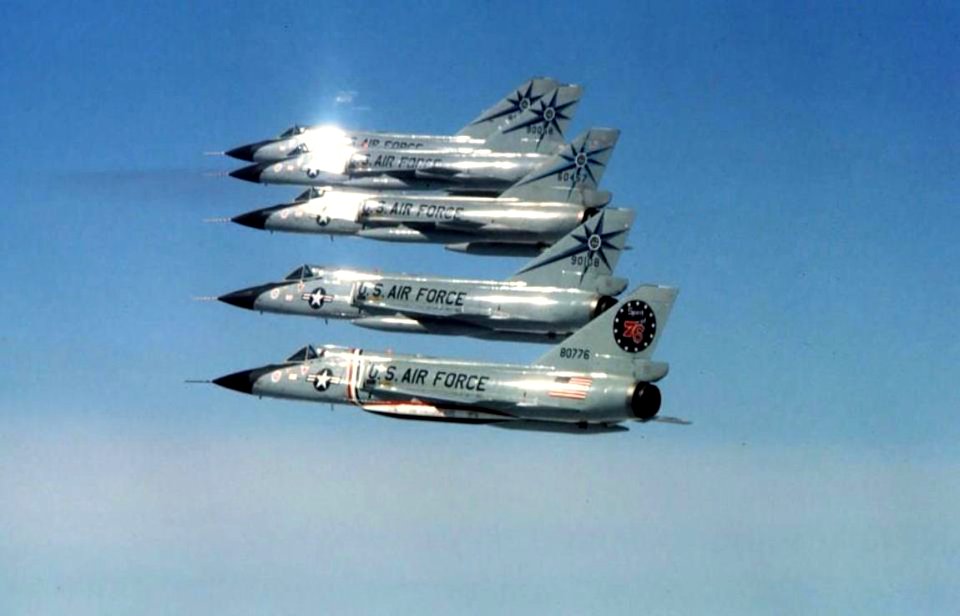 318th Fighter-Interceptor Squadron F-106 Delta Dart Five Ship Formation