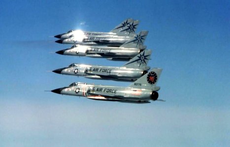 318th Fighter-Interceptor Squadron F-106 Delta Dart Five Ship Formation