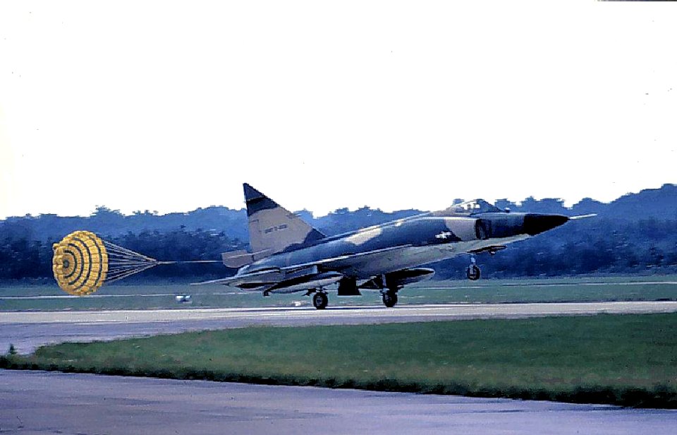 32d Fighter-Interceptor Squadron Convair F-102 Delta Dagger landing drogue parachute