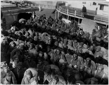 351st Field Artillery (African American) Troops on the Deck of the Louisville. Part of the Squadr . . . - NARA - 533486
