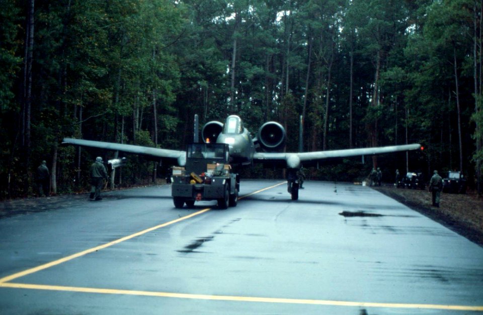354th TFW A-10 with tug on Myrtle Beach AAF hardstand