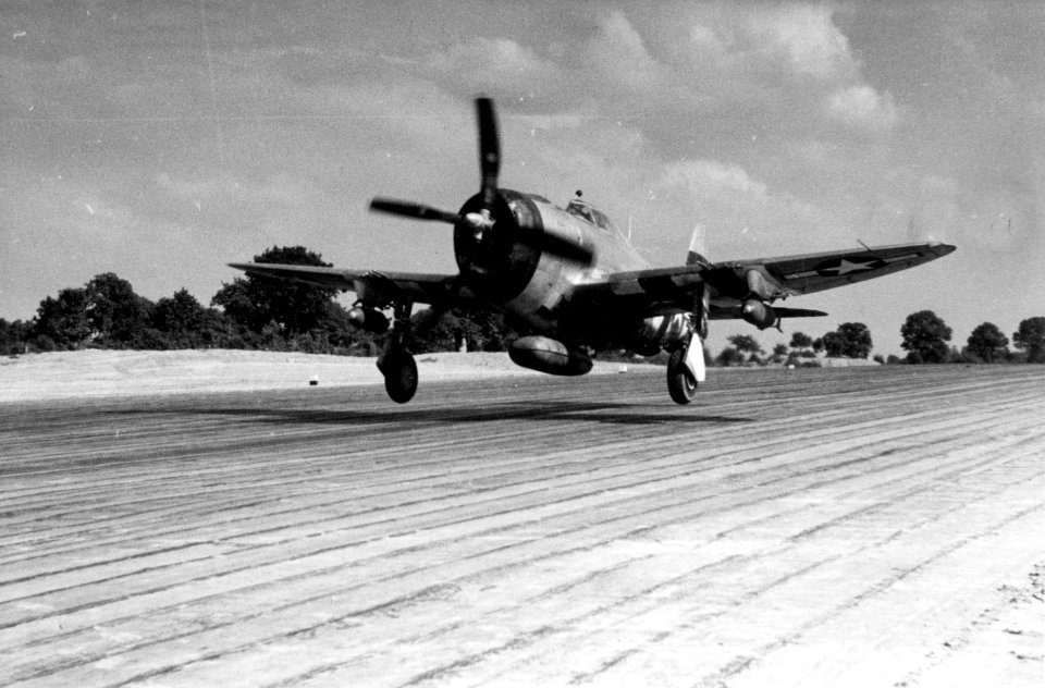 373d Fighter Group P-47 taking off