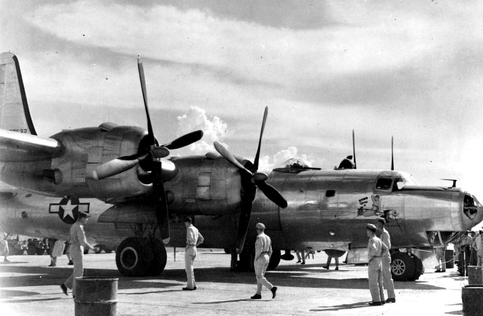 386th Bombardment Squadron - Consolidated XB-32 Dominator at Yontan Airfield Okinawa on Parking Ramp