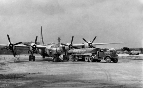 386th Bombardment Squadron - Consolidated XB-32 Dominator at Yontan Airfield Okinawa Refueling
