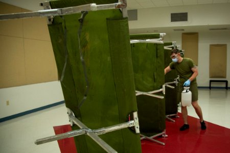 3rd Medical Battalion Corpsman sanitize facility for USS Theodore Roosevelt Sailors 200409-M-RB959-1015 (49773882078)