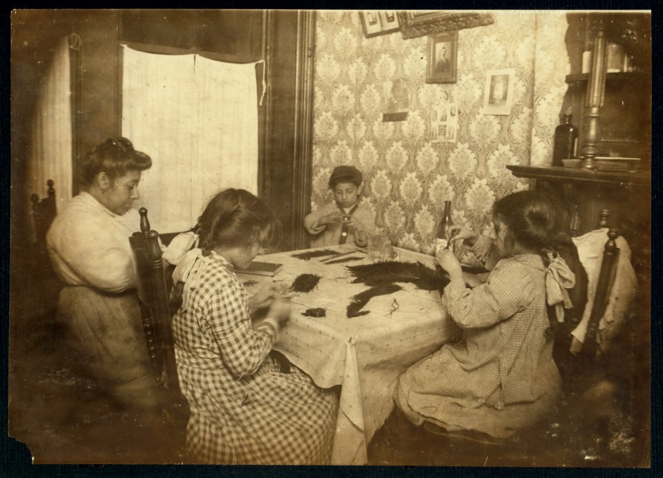 4-00 P.M. Mrs. Frances Rosep, 309 E. 110th St., New York., ground floor; and three children who work on willow plumes. Tony is 7 years old, Annie, 10. They are learning. Ruby, 12 years old, LOC nclc.04107