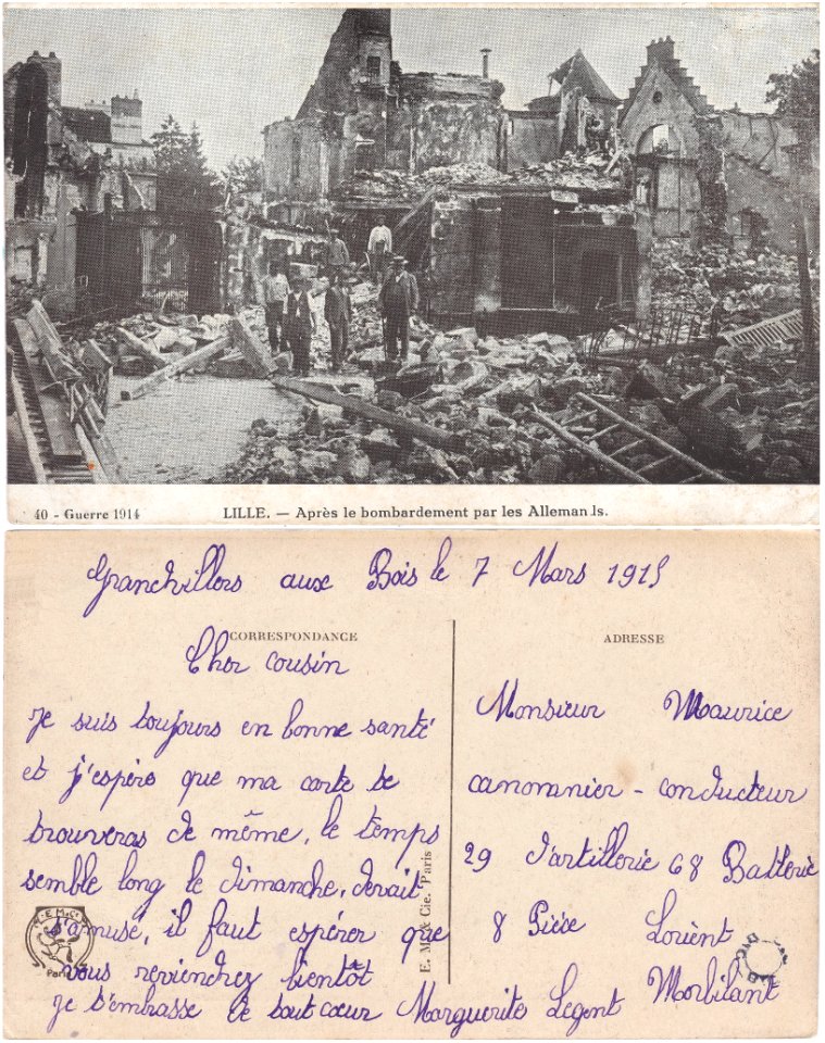 40 - Guerre 1914. - Lille. — Après le bombardement par les Allemands vº-rº