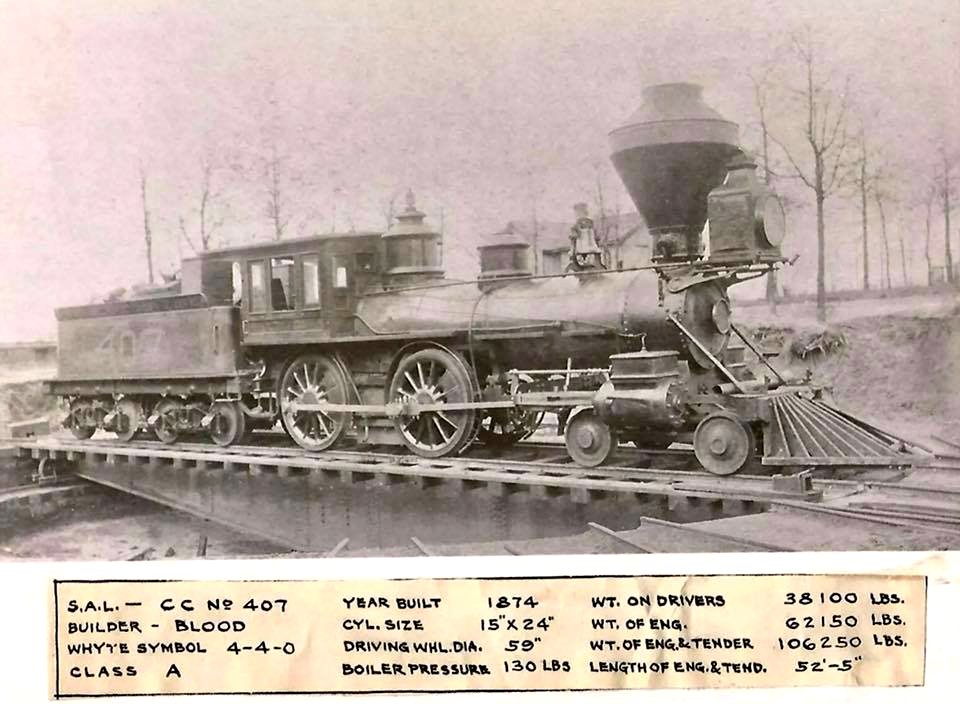 4-4-0 steam locomotive CC No 407 by Blood from 1874