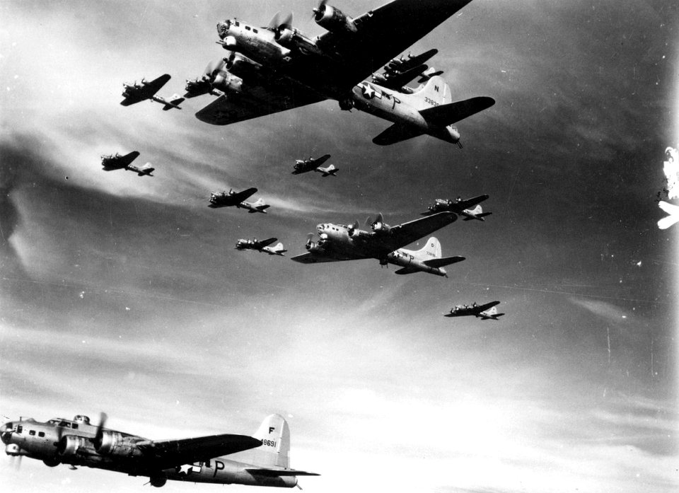 493d Bombardment Group B-17 Flying Fortress Formation