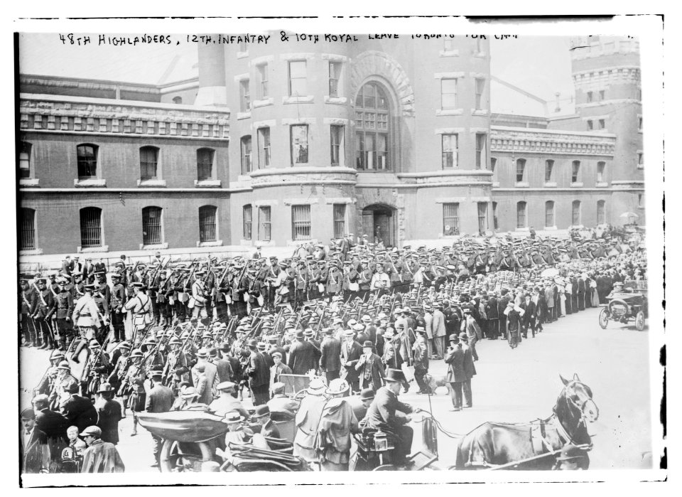 48th Highlanders, 12th Infantry, & 10th Royal leave Toronto for camp LCCN2014697131