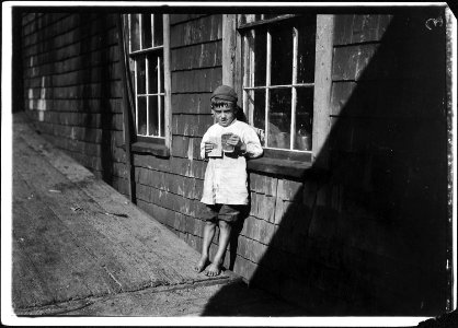 5 year old Preston, a young cartoner. I saw him at work different times during the day, at 7 A.M, in the afternoon... - NARA - 523449