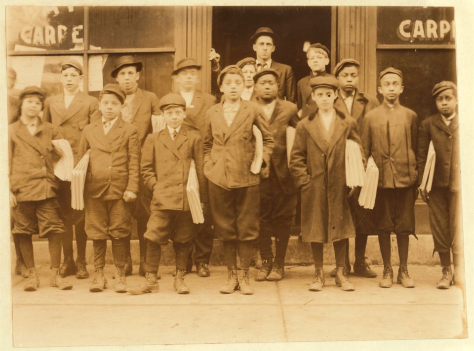 5-30 Sunday Morning May 8th, 1910. Boys starting out from Burley's Branch, 23rd St. near Olive. LOC nclc.03475