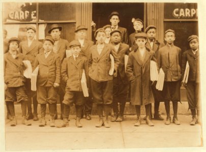 5-30 Sunday Morning May 8th, 1910. Boys starting out from Burley's Branch, 23rd St. near Olive. LOC nclc.03475