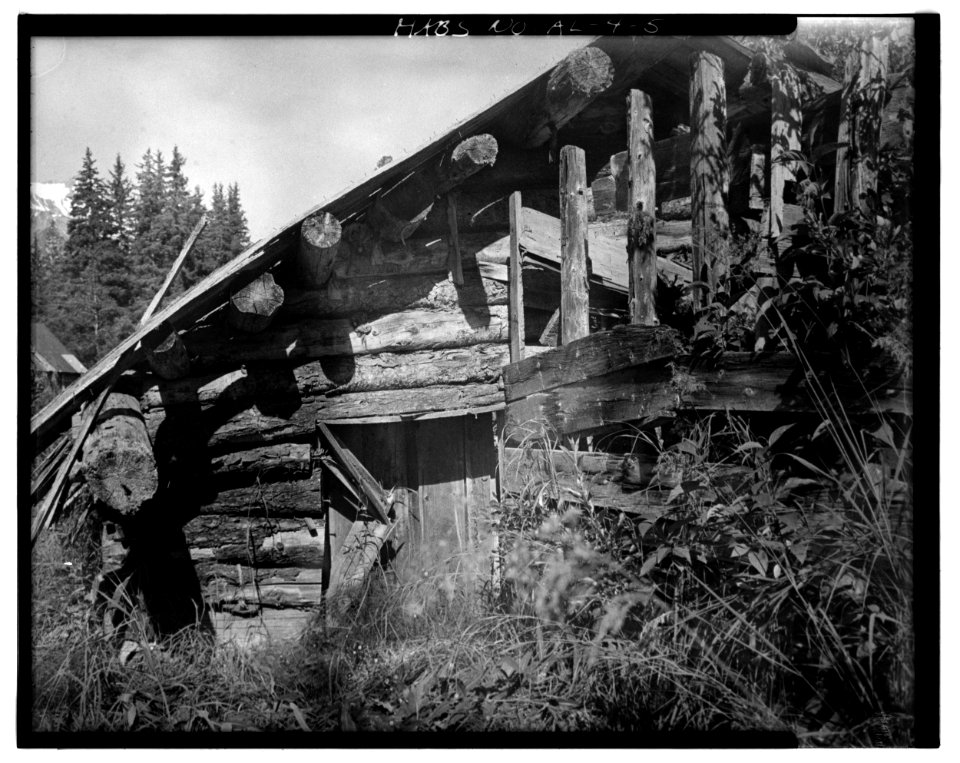 5. GARAGE (BUILDING A) EAST WALL, BACK DOOR - Dalton Trail Post, Mile 40, Haines Highway, Haines, Haines Borough, AK - LOC - hhh.ak0001.photos.001394p
