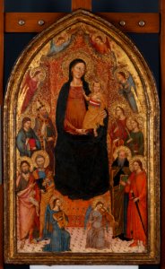 51761 La Virgen y el Niño entronizados con los santos Juan el Bautista, Pedro, Lorenzo, Zenobio, Catalina de Alejandría, Lucía, Antonio Abad y Eustacio con los ángeles