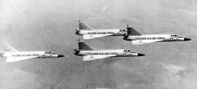 525th Fighter-Interceptor Squadron Convair F-102 Delta Dagger Four-Ship formation