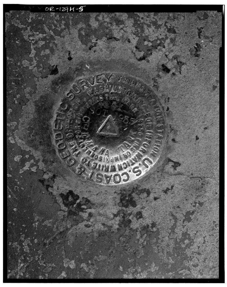 5495 Chugath Street Electrical Shop - interior detail of survey marker - Chemawa Indian School - Salem Oregon