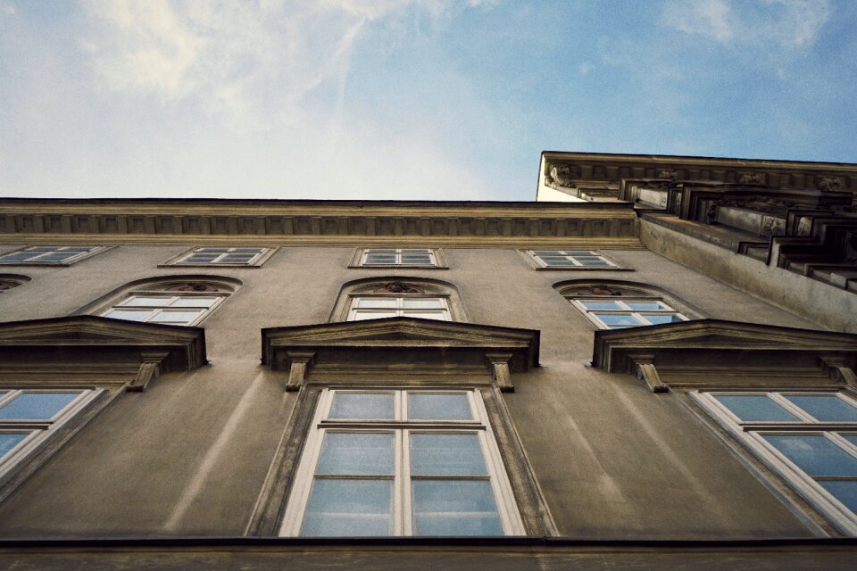 Blue sky facade photo